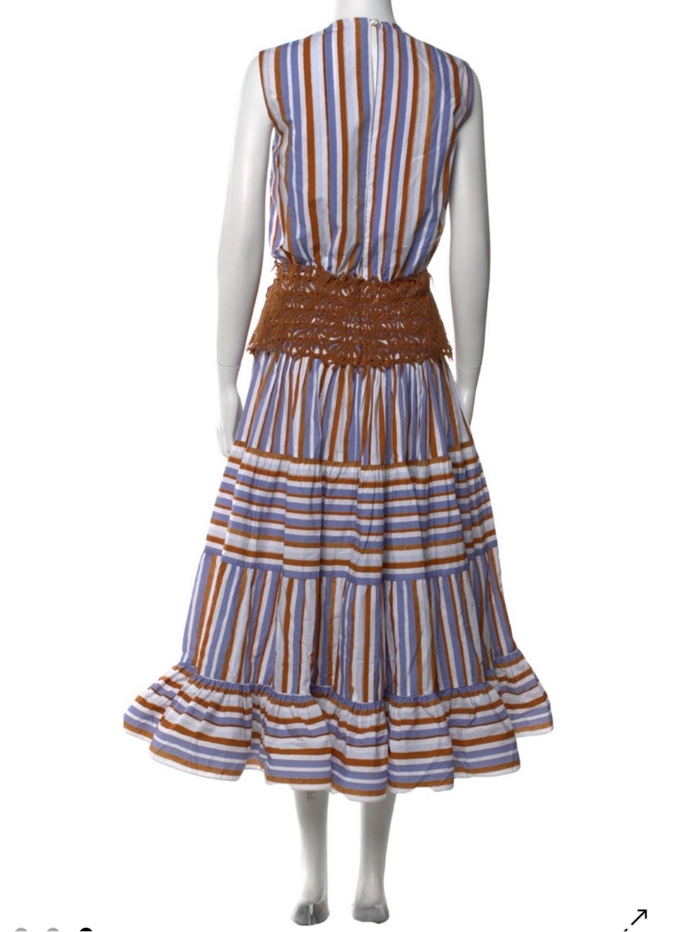$1.300 Silvia Tcherassi Sleeveless Striped Midi Dress in Blue & Tan - Picture 6 of 16
